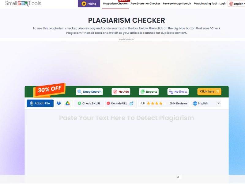 Small SEO Tools Plagiarism Checker